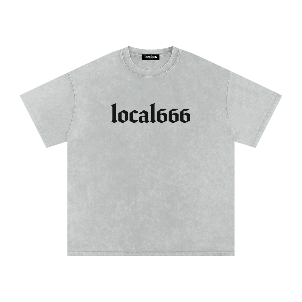 “Hang In There It Gets Worse” Chest Badge Snow Washed Oversized Cotton T-Shirt