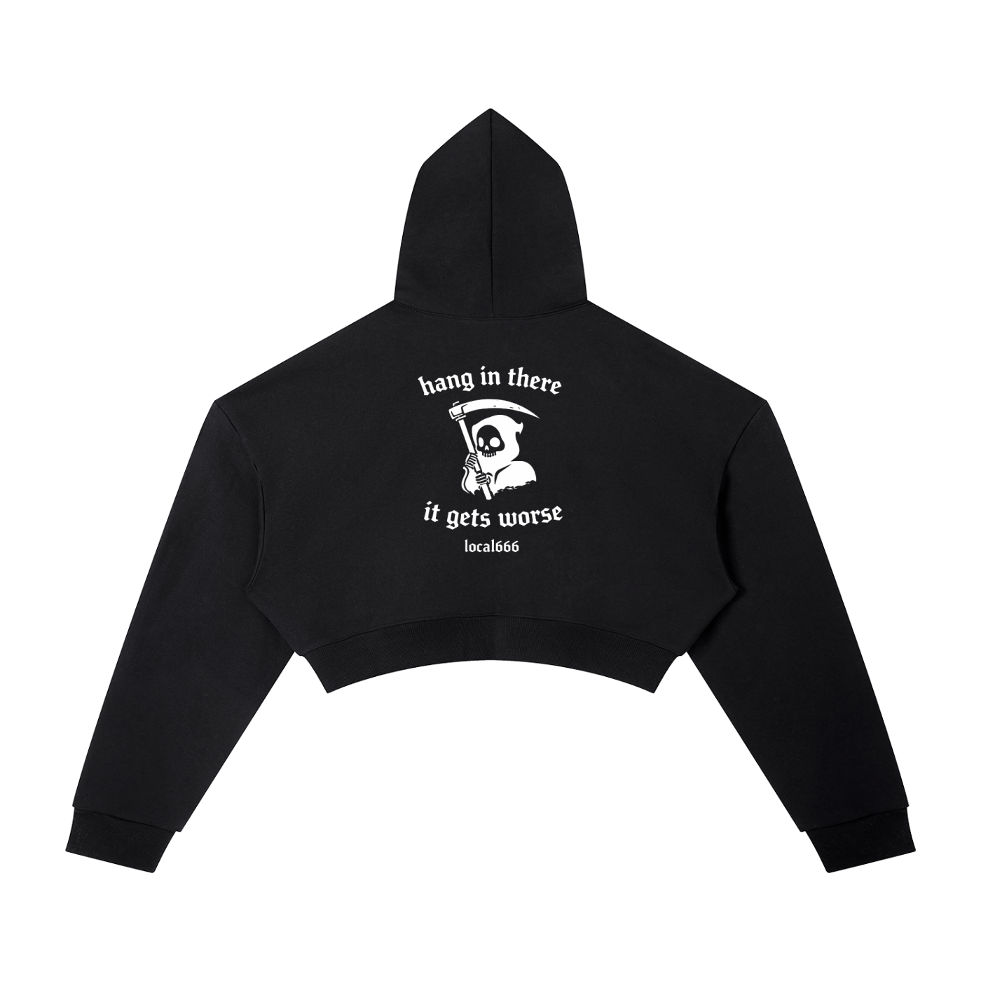 “Hang In There It Gets Worse” Cropped Hoodie