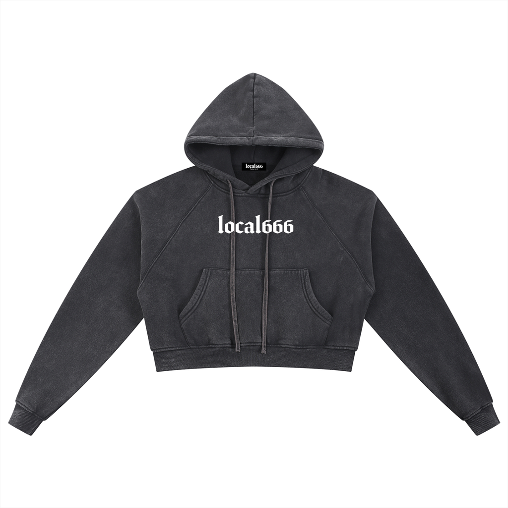 “Hang In There It Gets Worse” Snow Washed Cropped Hoodie